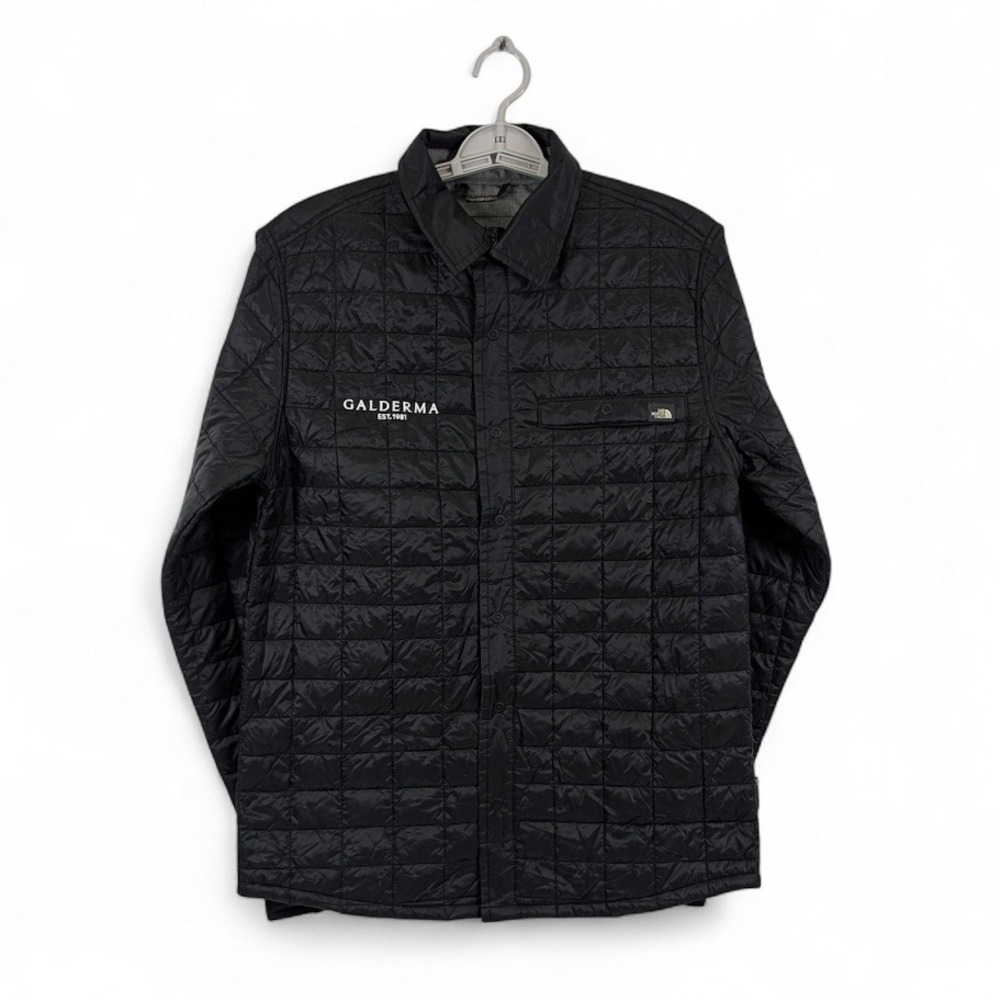 The North Face Thermoball Shirt Jacket Mens Black Logo Quilted Puffer Gorpcore - Picture 3 of 10